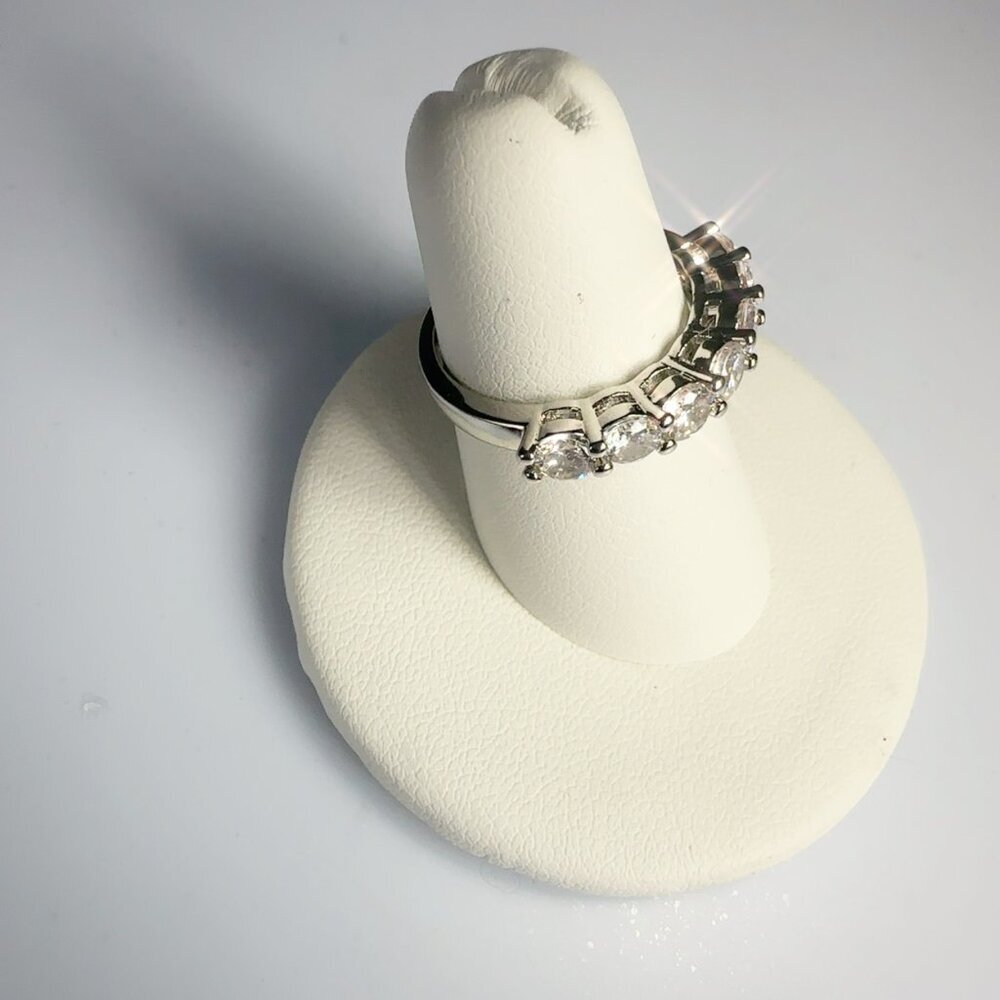 Cubic Zirconia Silver Tone Band Ring Size 7 - Picture 9 of 15